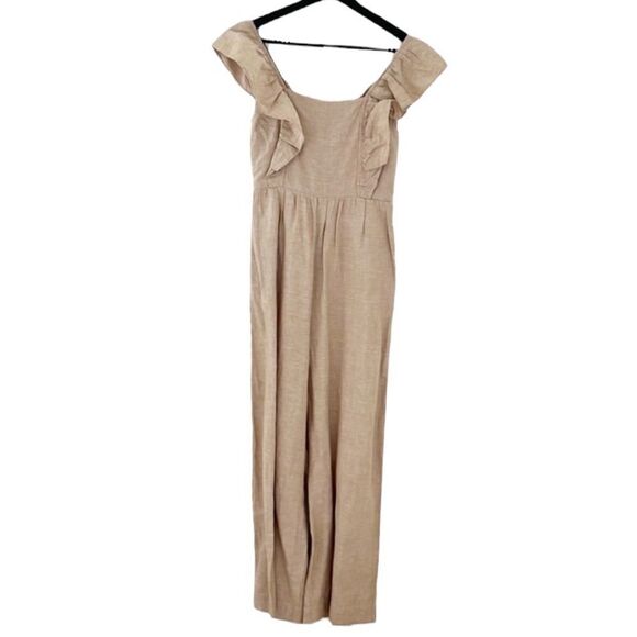 Madewell Linen-Blend Ruffle Tie-Back Jumpsuit New - Picture 5 of 9